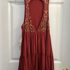 POL Backless Dress with Floral Lace